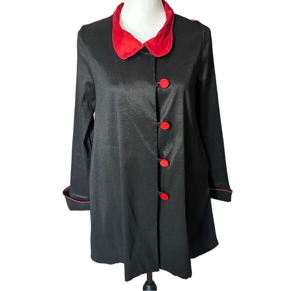 Song & Sung by Design Today Red & Black Asian Inspired A-Line Jacket - Picture 1 of 12